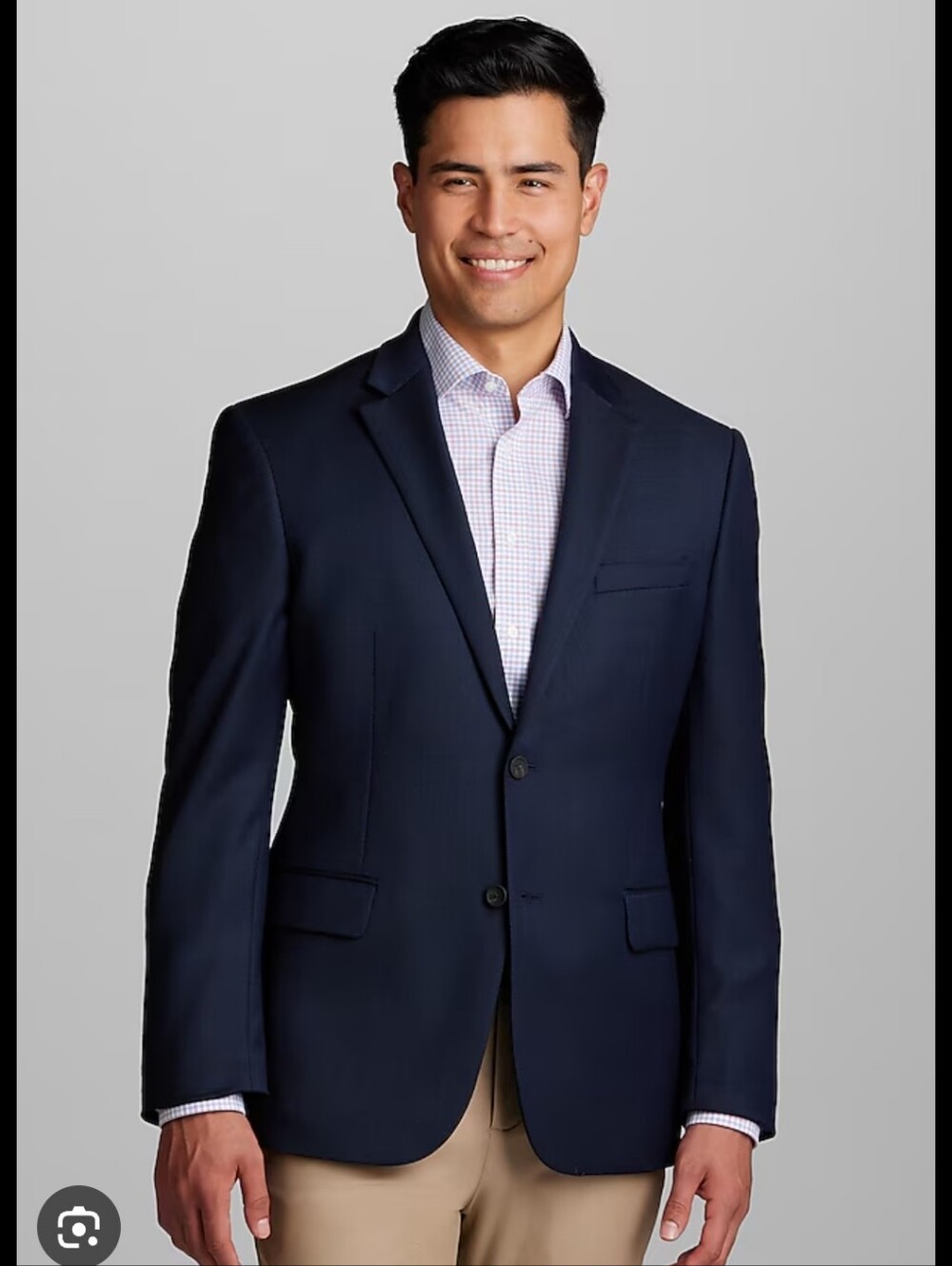 Jos. A. Bank Travelers Collection Tailored Navy Blue Two-Button Wool Blazer